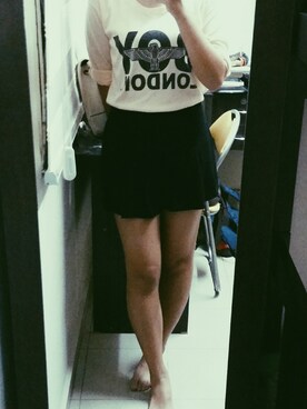 「-のアイテム（スカート、ブラック系）」を使った、MomoChia57さん（レディース・160cm）の夏コーディネート