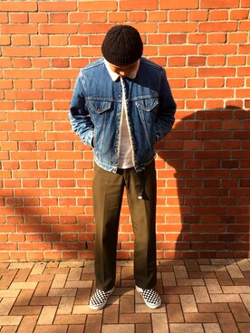 「FR2（エフアールツー）のアイテム（ニットキャップ/ビーニー）」を使った、しなたろうさん（メンズ・182cm）の冬コーディネート