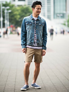 「TOPMAN（トップマン）のアイテム（スニーカー）」を使った、TOPMAN スタッフさん（メンズ・169cm）の夏コーディネート