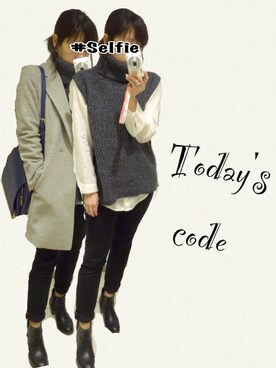 「MIXXO（ミッソ）のアイテム（チェスターコート）」を使った、__y_u_u__さん（レディース・161cm）の冬コーディネート