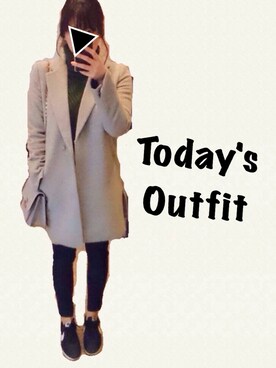 「MIXXO（ミッソ）のアイテム（チェスターコート）」を使った、__y_u_u__さん（レディース・161cm）の冬コーディネート