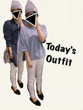 「ブルー x ホワイト」｜「アイテム（その他シューズ）」を使った、__y_u_u__さん（レディース・161cm）の春コーディネート