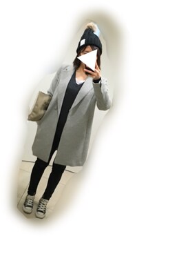 「MIXXO（ミッソ）のアイテム（チェスターコート）」を使った、__y_u_u__さん（レディース・161cm）の冬コーディネート