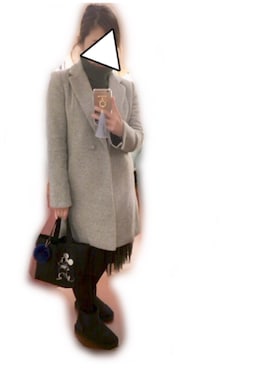 「MIXXO（ミッソ）のアイテム（チェスターコート）」を使った、__y_u_u__さん（レディース・161cm）の冬コーディネート