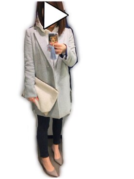 「MIXXO（ミッソ）のアイテム（チェスターコート）」を使った、__y_u_u__さん（レディース・161cm）の冬コーディネート