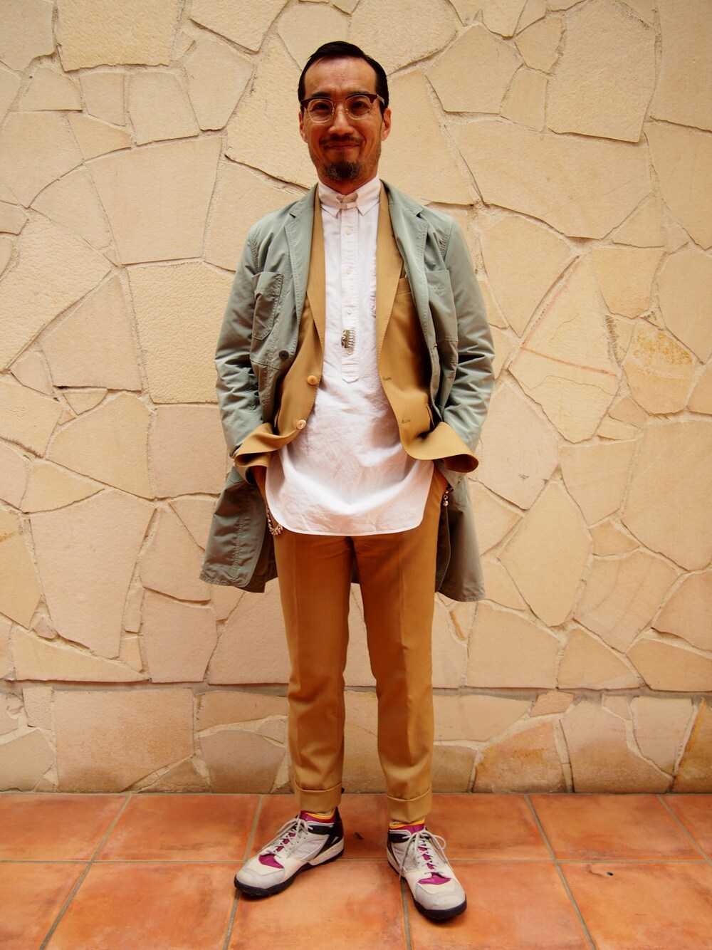 「District、UNDER COVER、undercoverism、NIKE、ACG」｜「UndercoverismのDistrict SPECIAL SHOPCOAT（その他アウター、グリーン系）」を使った、ShinjiJediMoriyamaさん（メンズ・168cm）の春コーディネートの1枚目の写真