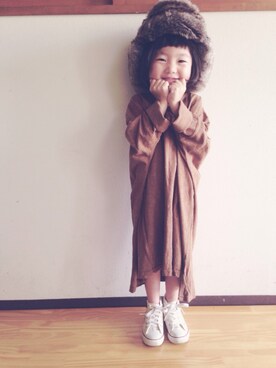 「HARE（ハレ）のアイテム（帽子）」を使った、Arisukeさん（キッズ・100cm）の秋コーディネート