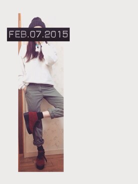 「HANES（ヘインズ）のアイテム（スウェット）」を使った、ypさん（レディース・159cm）の冬コーディネート