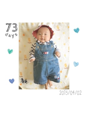 「Carter's（カーターズ）のアイテム（サロペット/オーバーオール）」を使った、◌ｒｒさん（キッズ・60cm）の春コーディネート