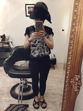「職場」｜「アイテム（帽子）」を使った、yuko konoさん（レディース・152cm）の夏コーディネート