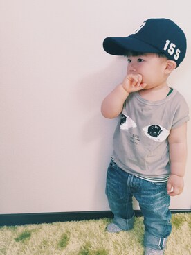 「ボーダーTシャツ」｜リヒトさん（キッズ・80cm）の春コーディネート