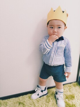 「アイテム（水着、ブルー系）」を使った、リヒトさん（キッズ・80cm）の春コーディネート