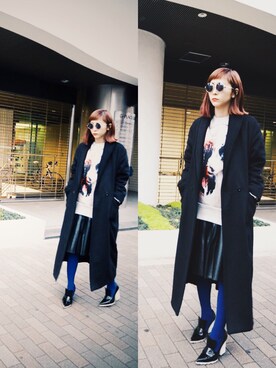 「MSGM（エムエスジーエム）のアイテム」を使った、荻原桃子さん（レディース・161cm）の冬コーディネート