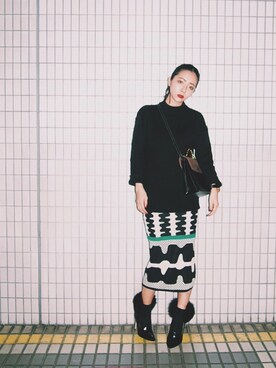 荻原桃子さん（レディース・161cm）の冬コーディネート