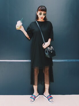 「alexanderwang（アレキサンダーワン）のアイテム」を使った、荻原桃子さん（レディース・161cm）の夏コーディネート