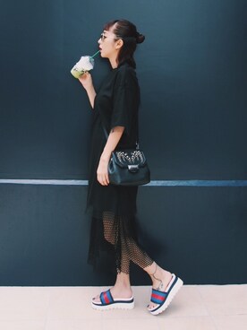 「alexanderwang（アレキサンダーワン）のアイテム」を使った、荻原桃子さん（レディース・161cm）の夏コーディネート