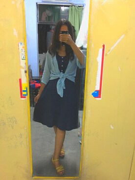 「鹿岛のアイテム（その他アウター、ブルー系）」を使った、BIANGBIANGssさん（レディース・170cm）の秋コーディネート