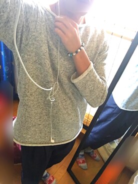 「vallettaのアイテム（ニット/セーター、グレー系）」を使った、かんちゃんさん（メンズ・170cm）の夏コーディネート