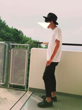 「WEGO（ウィゴー）のアイテム（Tシャツ/カットソー、ホワイト系）」を使った、かんちゃんさん（メンズ・170cm）の夏コーディネート