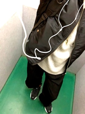 「vallettaのアイテム（ミリタリージャケット、ブラック系）」を使った、かんちゃんさん（メンズ・170cm）の冬コーディネート