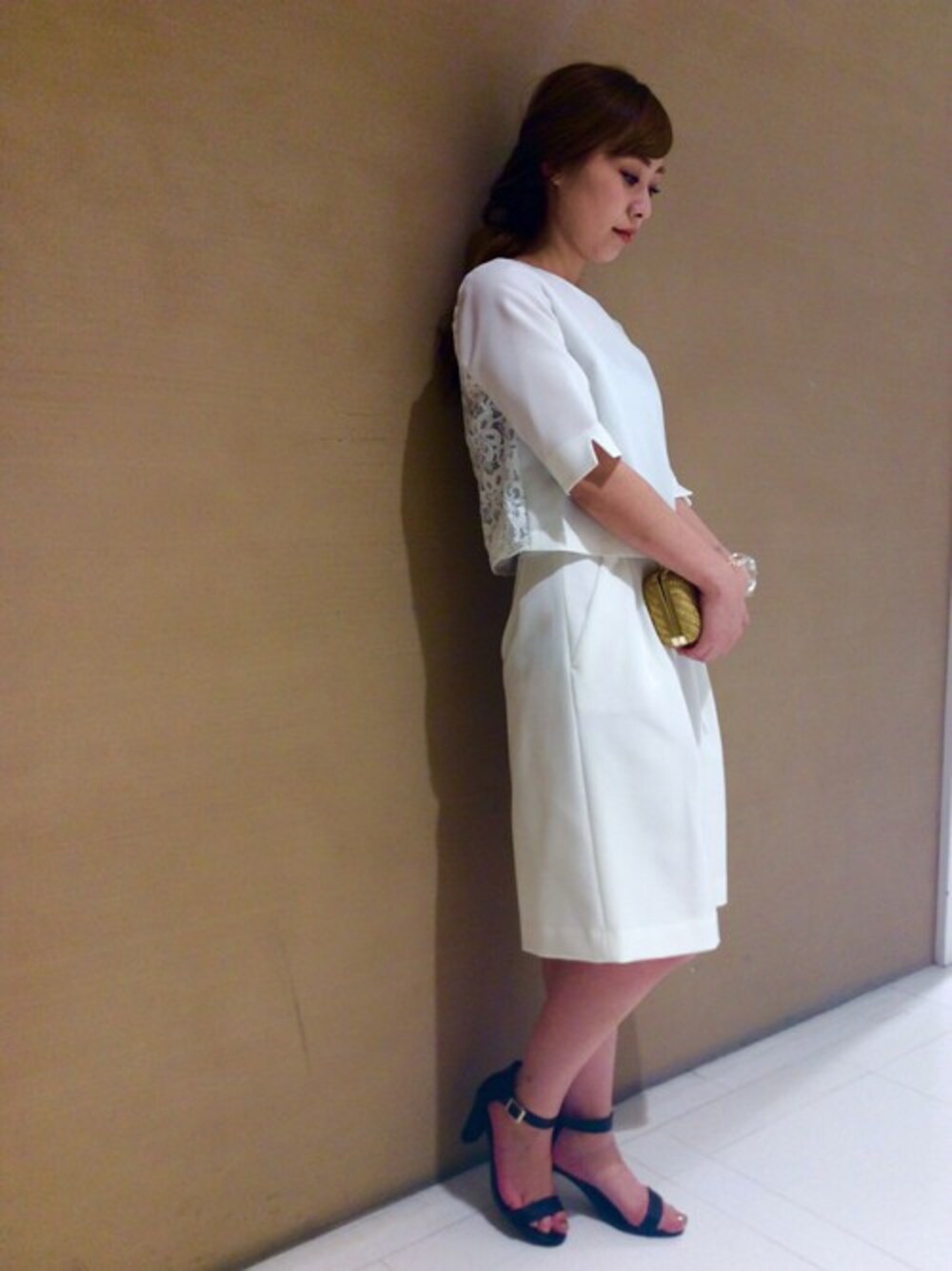 「Rouge vif la cleのミディ丈キュロット（パンツ、ホワイト系）」を使った、すーちゃんさん（レディース・158cm）の春コーディネートの1枚目の写真