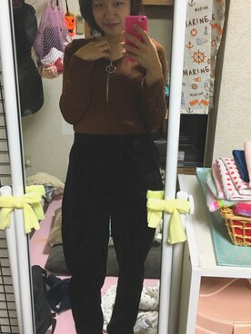「SpRay PREMIUM（スプレイプレミアム）のアイテム（ニット/セーター）」を使った、かほさん（レディース・156cm）の秋コーディネート