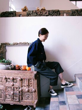 「gray」｜「アイテム（デニムジャケット）」を使った、요요앤케이さん（レディース・166cm）の冬コーディネート