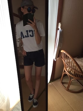 「ショーパン×スニーカー」｜「アイテム（スニーカー）」を使った、mhmhさん（レディース・166cm）の夏コーディネート