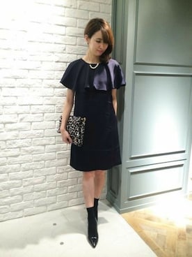 「A part by（アパートバイ）の2WAYパターンクラッチバッグ　569546（クラッチバッグ）」を使った、tomoeさん（レディース・164cm）の秋コーディネート