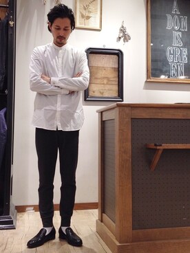 「シャツ×スウェット」｜yamamotoさん（メンズ・180cm）の秋コーディネート