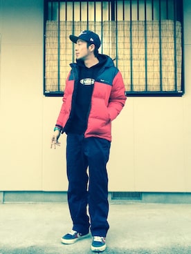 「Back Channel（バックチャンネル）のアイテム（ダウンジャケット/コート）」を使った、ギブソンさん（メンズ・175cm）の冬コーディネート