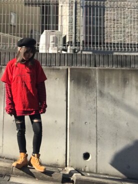 「オルチャンファッション」｜「アイテム（その他シューズ）」を使った、秋田麻柚子さん（レディース・161cm）の冬コーディネート