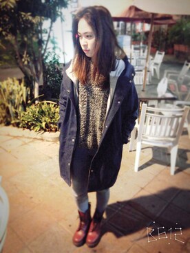 「Martin Margiela」｜「アイテム（デニムジャケット）」を使った、劉宓宓さん（レディース・168cm）の冬コーディネート