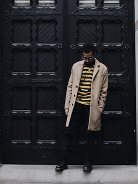 「asos」｜「アイテム（トレンチコート）」を使った、Lorenzo Hattoriさん（メンズ・170cm）の冬コーディネート