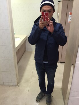 「アイテム（マウンテンパーカー、ブルー系）」を使った、MAYBE TOMORROWさん（メンズ・172cm）の秋コーディネート