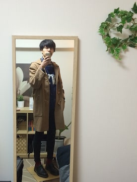 「コーディネート」｜「アイテム（ダッフルコート）」を使った、かずさん（メンズ・182cm）の冬コーディネート