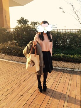 「ピンクニット」｜はるこさん（レディース・157cm）の冬コーディネート