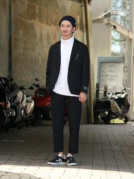 「JOURNAL STANDARD relume（ジャーナルスタンダード　レリューム）のアイテム（ニットキャップ/ビーニー）」を使った、enoさん（メンズ・174cm）の秋コーディネート