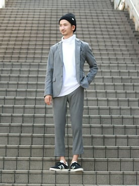 「JOURNAL STANDARD relume（ジャーナルスタンダード　レリューム）のアイテム（ニットキャップ/ビーニー）」を使った、enoさん（メンズ・174cm）の秋コーディネート
