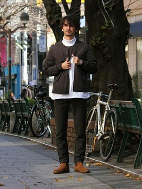 「JOURNAL STANDARD relume（ジャーナルスタンダード　レリューム）のアイテム（MA-1）」を使った、enoさん（メンズ・174cm）の秋コーディネート