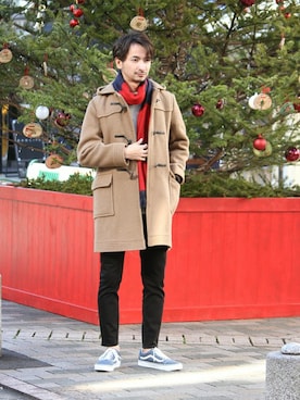 「クリスマス」｜「アイテム（ダッフルコート）」を使った、enoさん（メンズ・174cm）の冬コーディネート