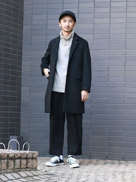 「JOURNAL STANDARD relume（ジャーナルスタンダード　レリューム）のアイテム（チェスターコート）」を使った、enoさん（メンズ・174cm）の冬コーディネート