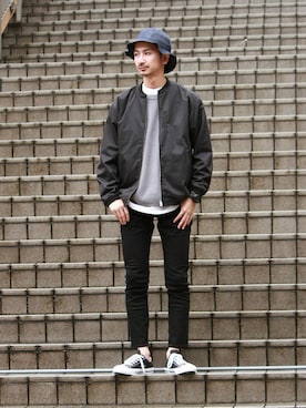 「JOURNAL STANDARD relume（ジャーナルスタンダード　レリューム）のアイテム（MA-1）」を使った、enoさん（メンズ・174cm）の冬コーディネート
