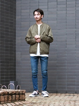 「JOURNAL STANDARD relume（ジャーナルスタンダード　レリューム）のアイテム（MA-1）」を使った、enoさん（メンズ・174cm）の冬コーディネート
