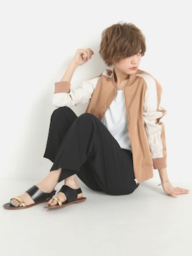 「IENA SLOBE」｜「アイテム（ジャケット/アウター）」を使った、石川 瑠利子さん（レディース・165cm）の春コーディネート