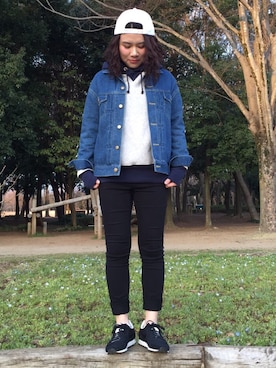 「アイテム（デニムジャケット）」を使った、miyukinさん（レディース・154cm・20代）の春コーディネート