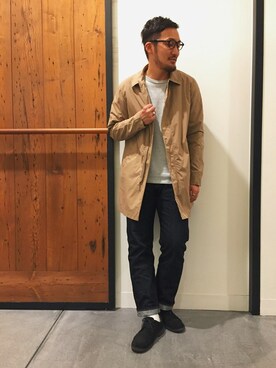「ベージュコート」｜「アイテム（その他アウター）」を使った、takeshimaさん（メンズ・180cm）の冬コーディネート
