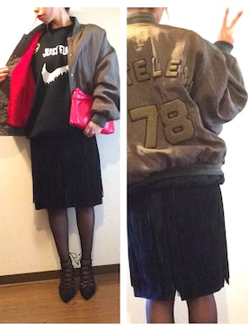 「シャネル」｜「アイテム（ブルゾン）」を使った、j.u.nさん（レディース・159cm）の冬コーディネート