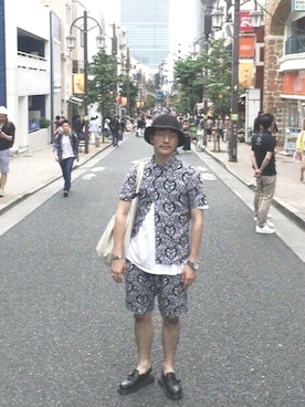 「Scye（サイ）のアイテム（帽子）」を使った、massaさん（メンズ・174cm）の夏コーディネート