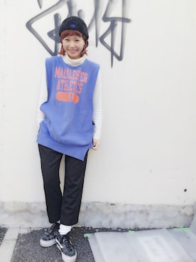 「白タートルネック」｜イヒラさん（メンズ・157cm）の冬コーディネート